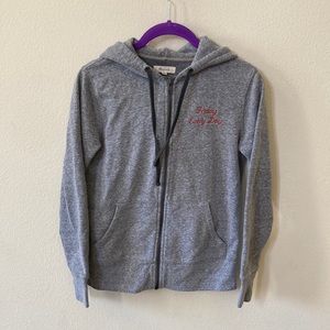 Madewell Friday Every Day Zip Up Messenger Hoodie Sweatshirt Grey XXS